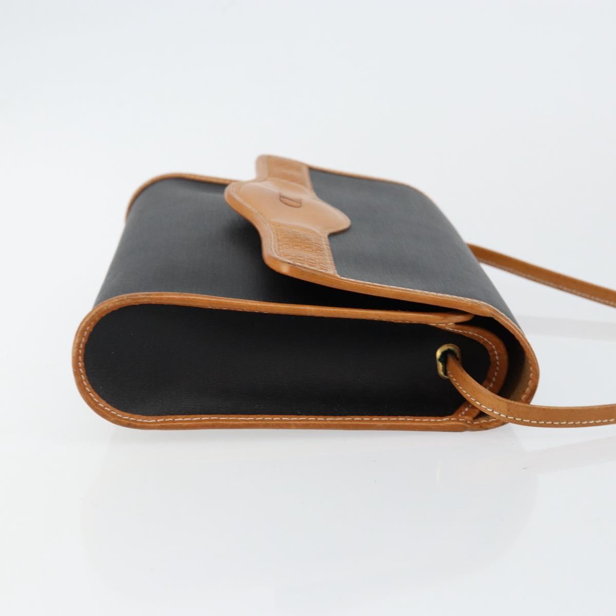 Christian Dior Shoulder Bag Leather Black Gold Auth BA7084