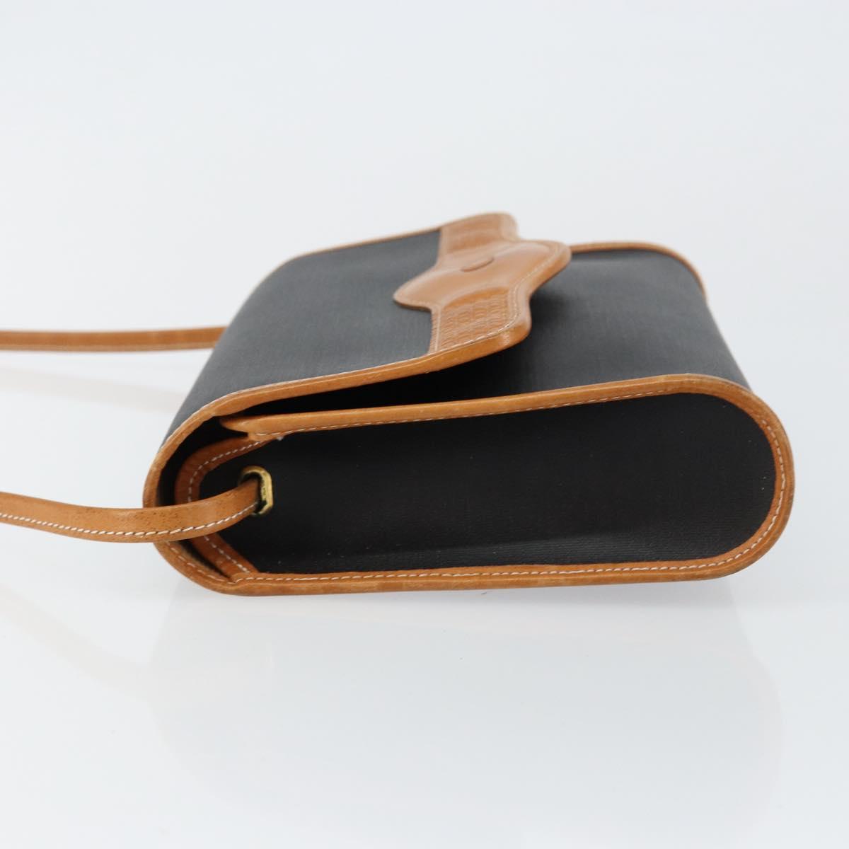 Christian Dior Shoulder Bag Leather Black Gold Auth BA7084