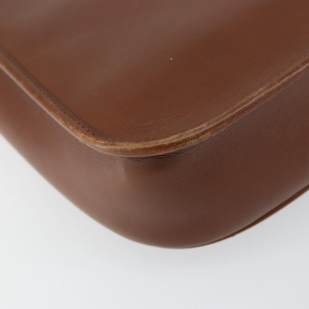 Christian Dior Shoulder Bag Leather Brown Gold Auth BA7085