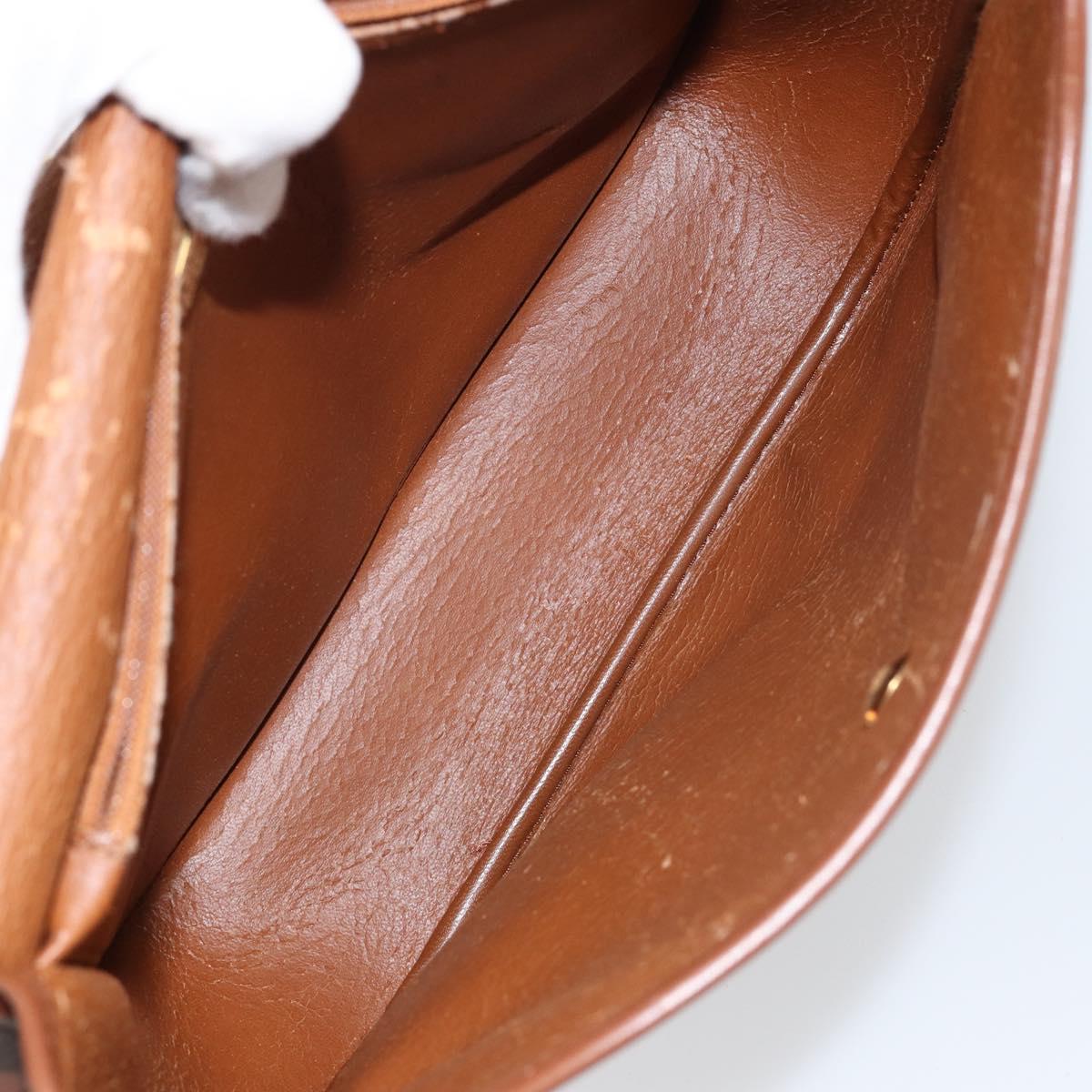 Christian Dior Shoulder Bag Leather Brown Gold Auth BA7085