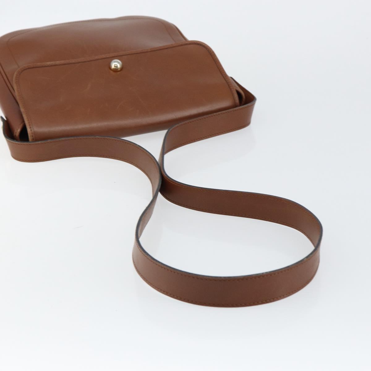 Christian Dior Shoulder Bag Leather Brown Gold Auth BA7085