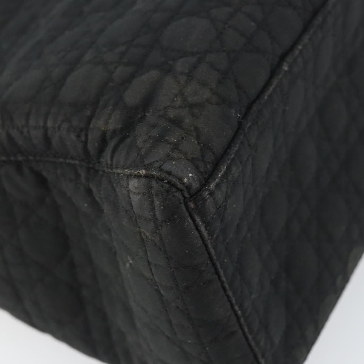 Christian Dior Lady Dior Canage Hand Bag Nylon Black Gold Auth BA7086