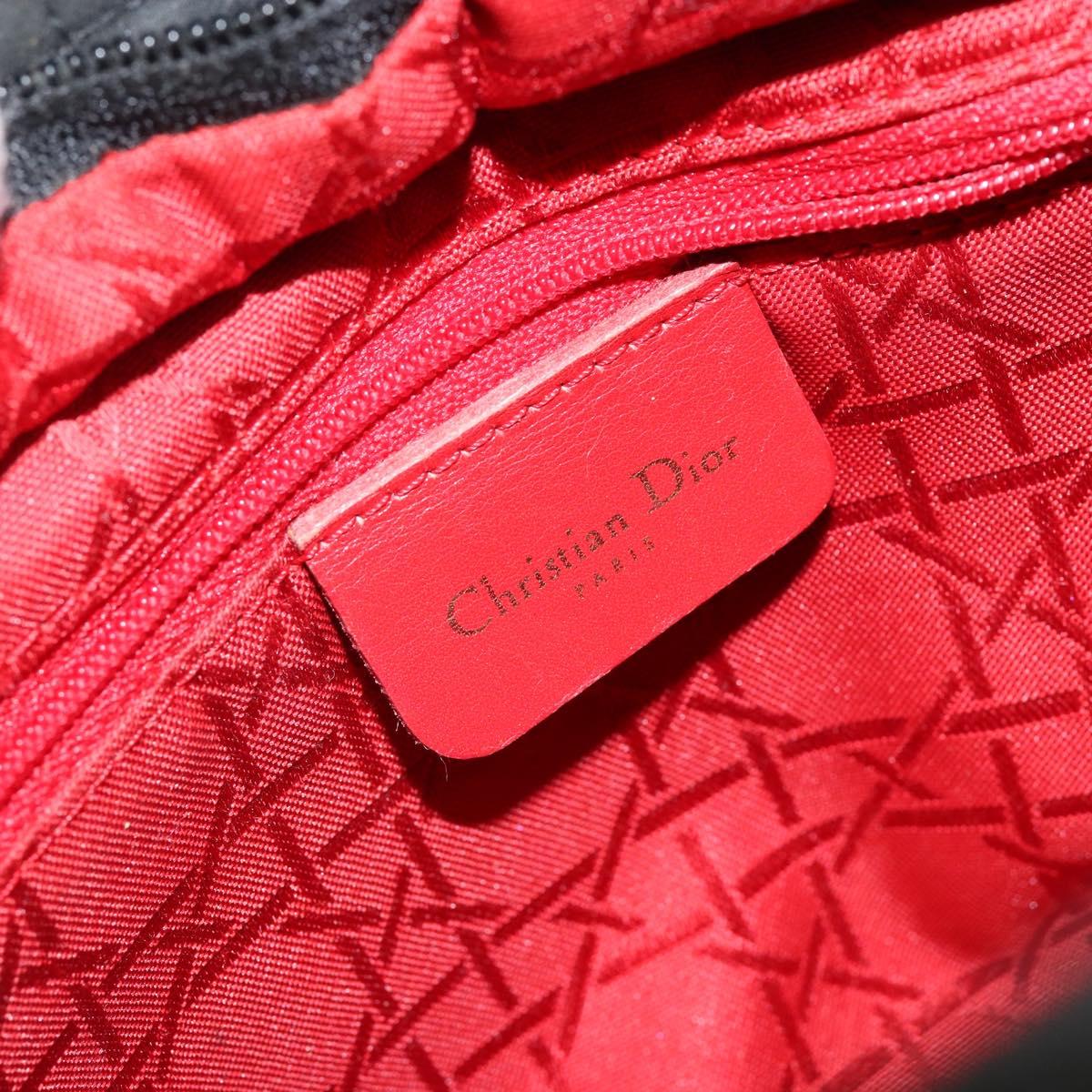 Christian Dior Lady Dior Canage Hand Bag Nylon Black Gold Auth BA7086