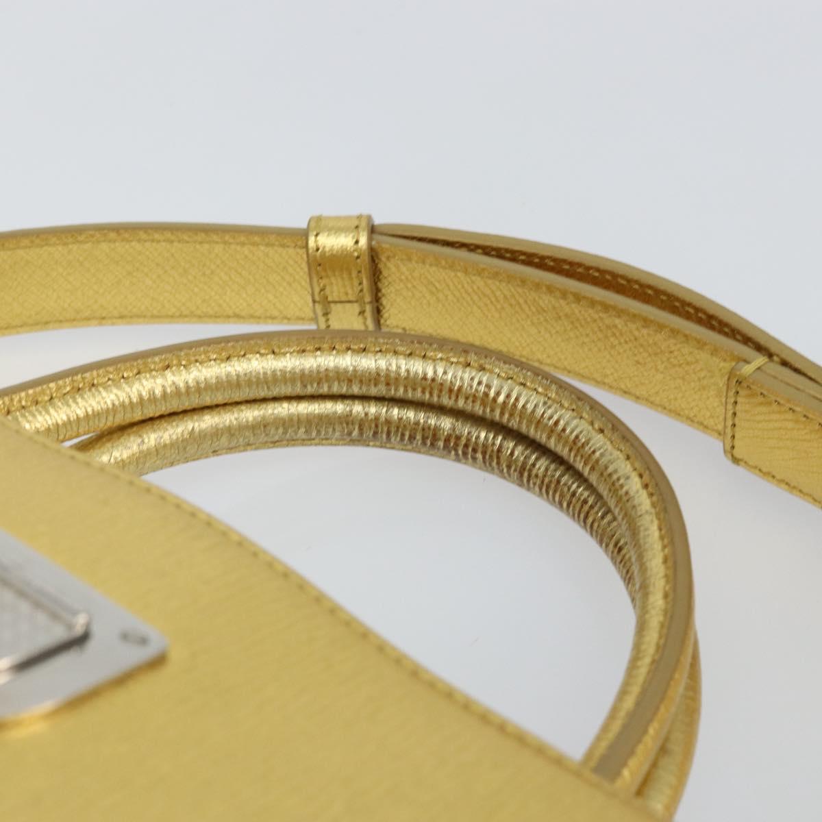 Christian Dior Hand Bag Leather 2way Gold Silver Auth BA7088