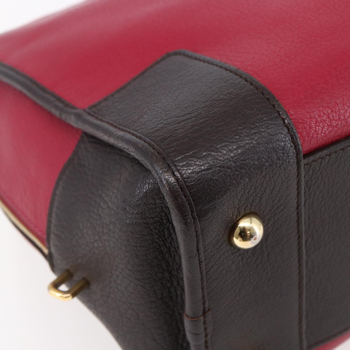 LOEWE Anagram Amazona 36 Hand Bag Leather Red Gold Auth BA7089