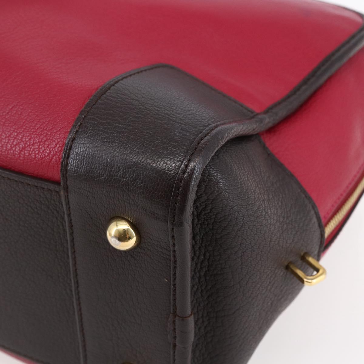 LOEWE Anagram Amazona 36 Hand Bag Leather Red Gold Auth BA7089