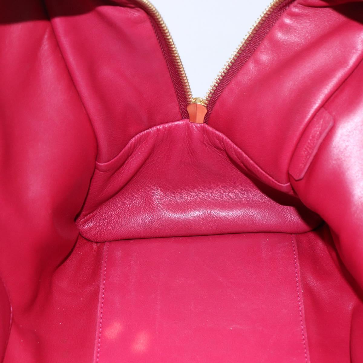 LOEWE Anagram Amazona 36 Hand Bag Leather Red Gold Auth BA7089