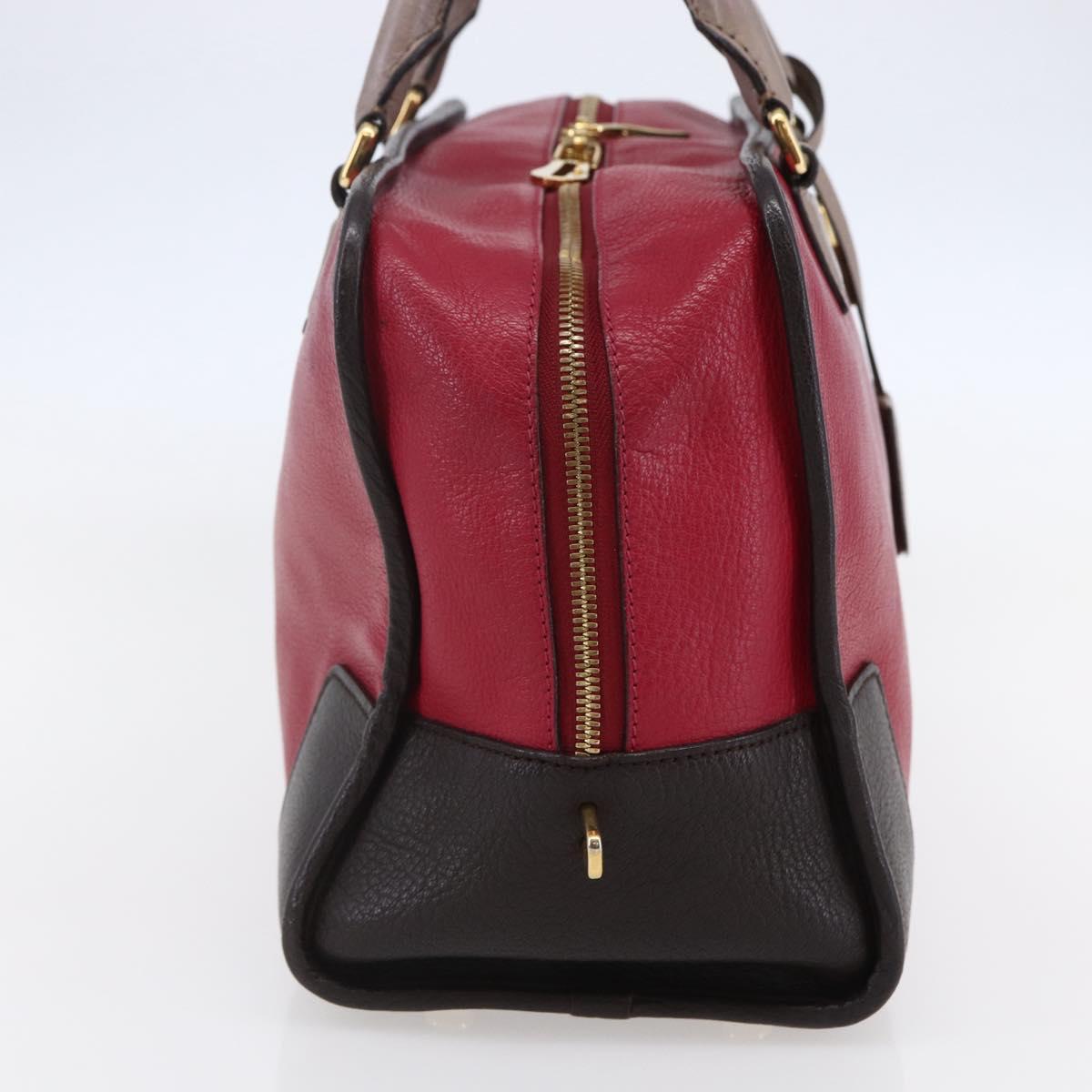 LOEWE Anagram Amazona 36 Hand Bag Leather Red Gold Auth BA7089