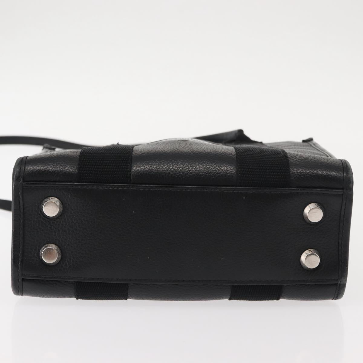 BALENCIAGA Hand Bag Leather 2way Black Silver Auth BA7090