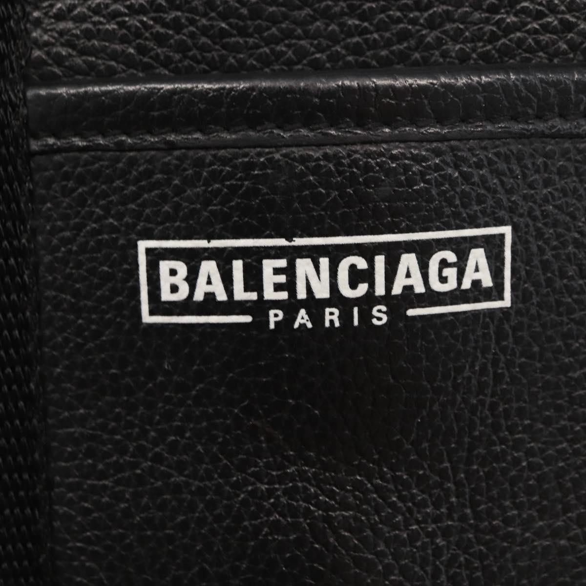 BALENCIAGA Hand Bag Leather 2way Black Silver Auth BA7090