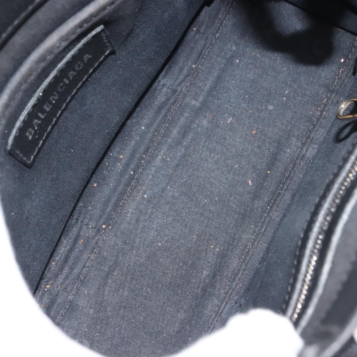 BALENCIAGA Hand Bag Leather 2way Black Silver Auth BA7090