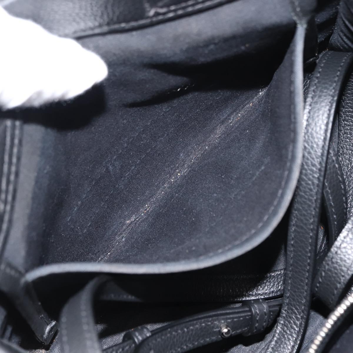 BALENCIAGA Hand Bag Leather 2way Black Silver Auth BA7090