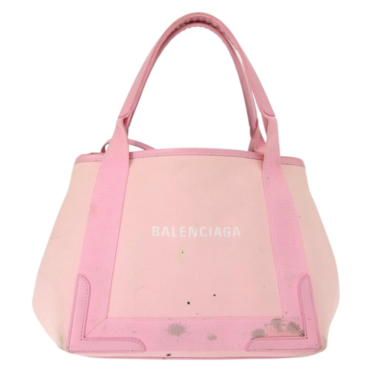 BALENCIAGA Cabas S Hand Bag Canvas Pink Auth BA7091