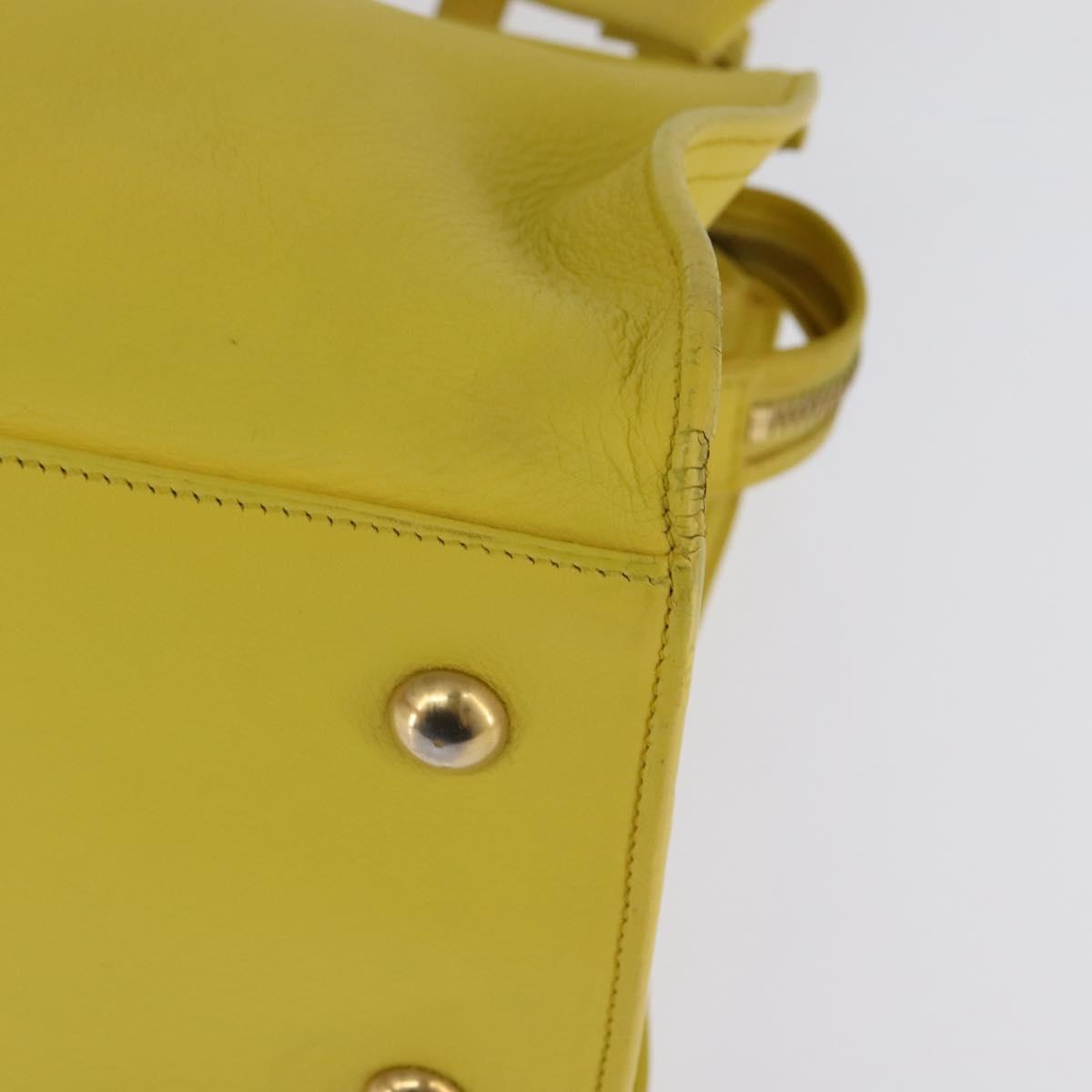 SAINT LAURENT Petit Kabas Hand Bag Leather 2way Yellow Gold Auth BA7092