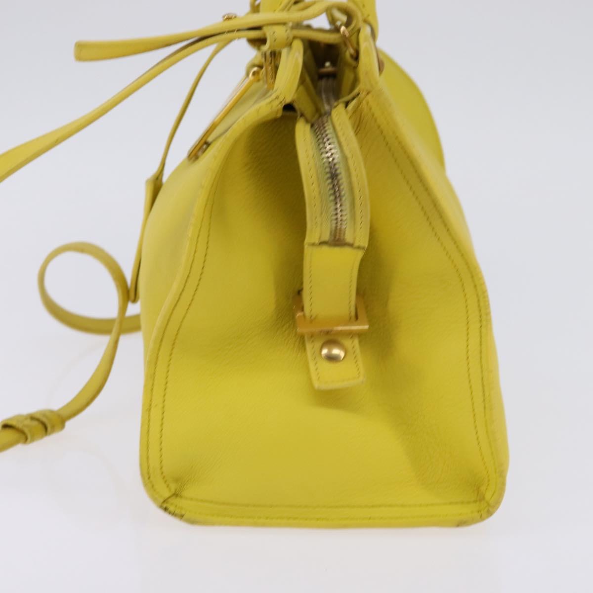 SAINT LAURENT Petit Kabas Hand Bag Leather 2way Yellow Gold Auth BA7092