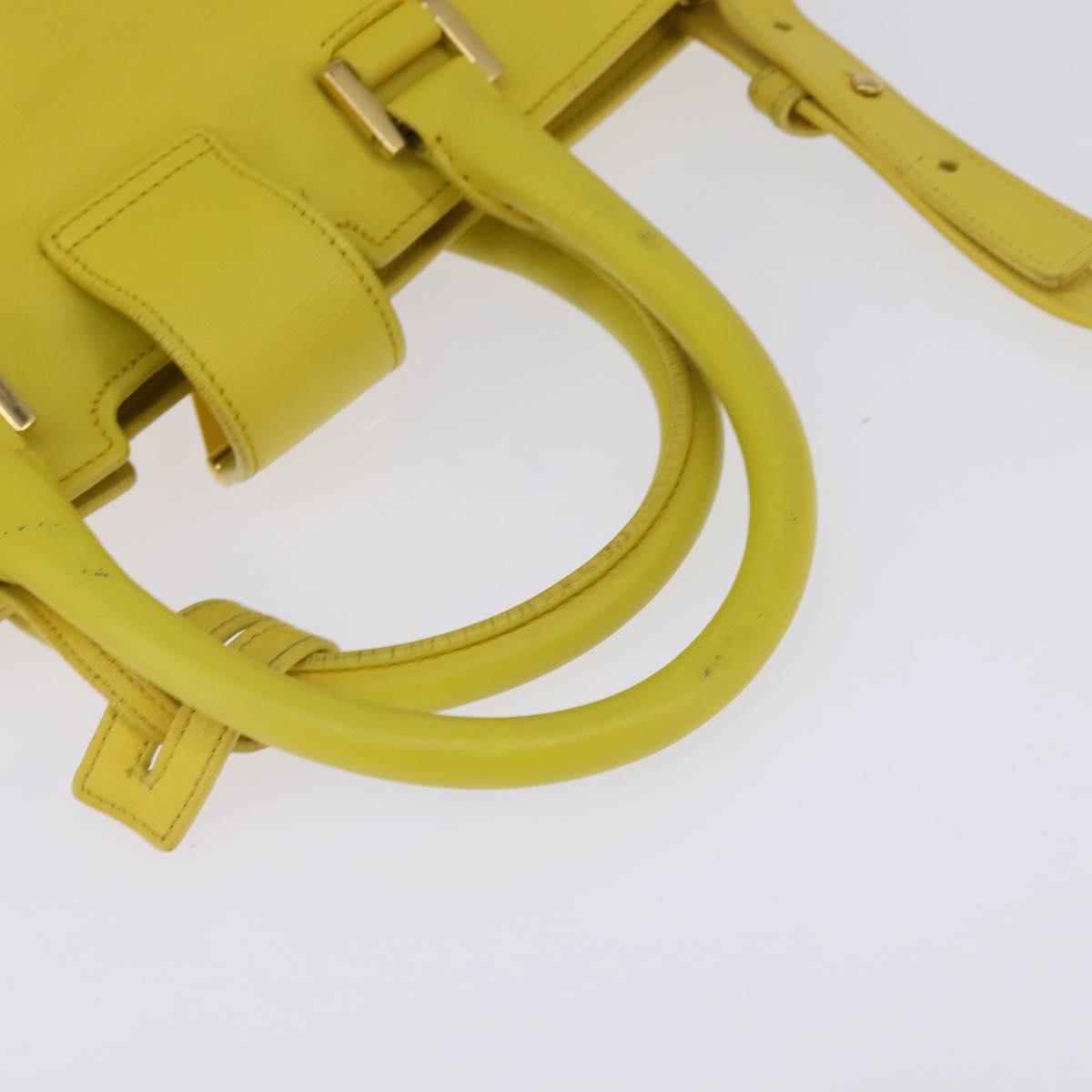 SAINT LAURENT Petit Kabas Hand Bag Leather 2way Yellow Gold Auth BA7092