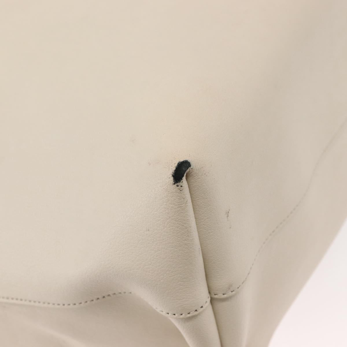 SAINT LAURENT Tote Bag Leather White Gold Auth BA7093