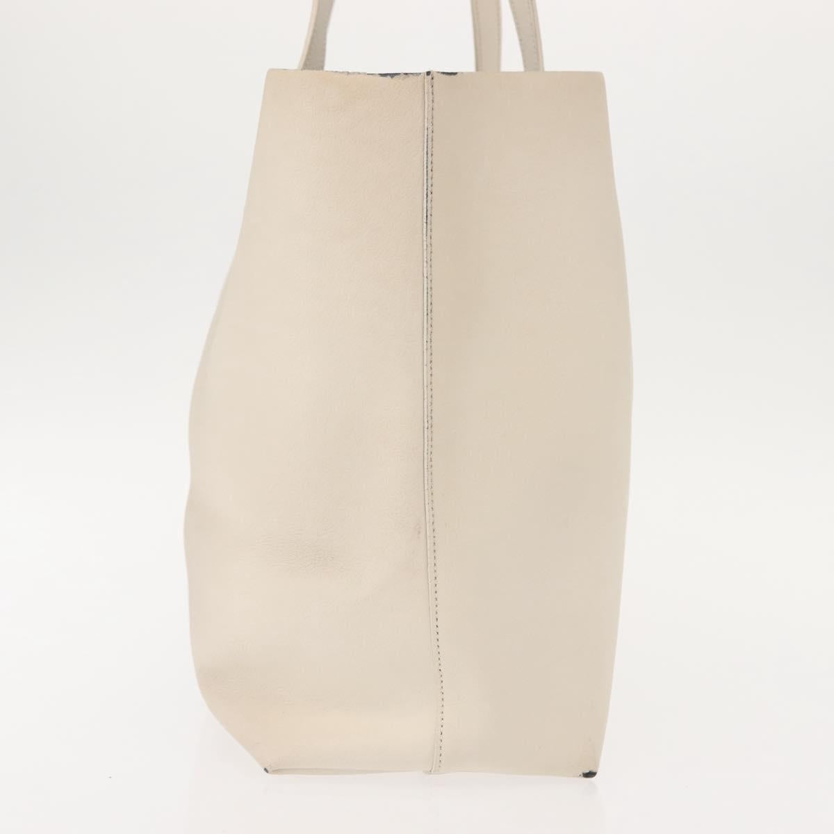 SAINT LAURENT Tote Bag Leather White Gold Auth BA7093