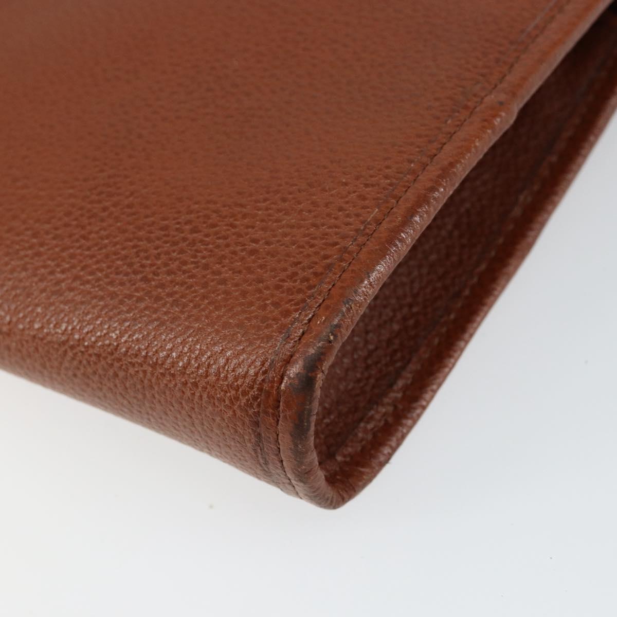 SAINT LAURENT Shoulder Bag Leather Brown Gold Auth BA7094