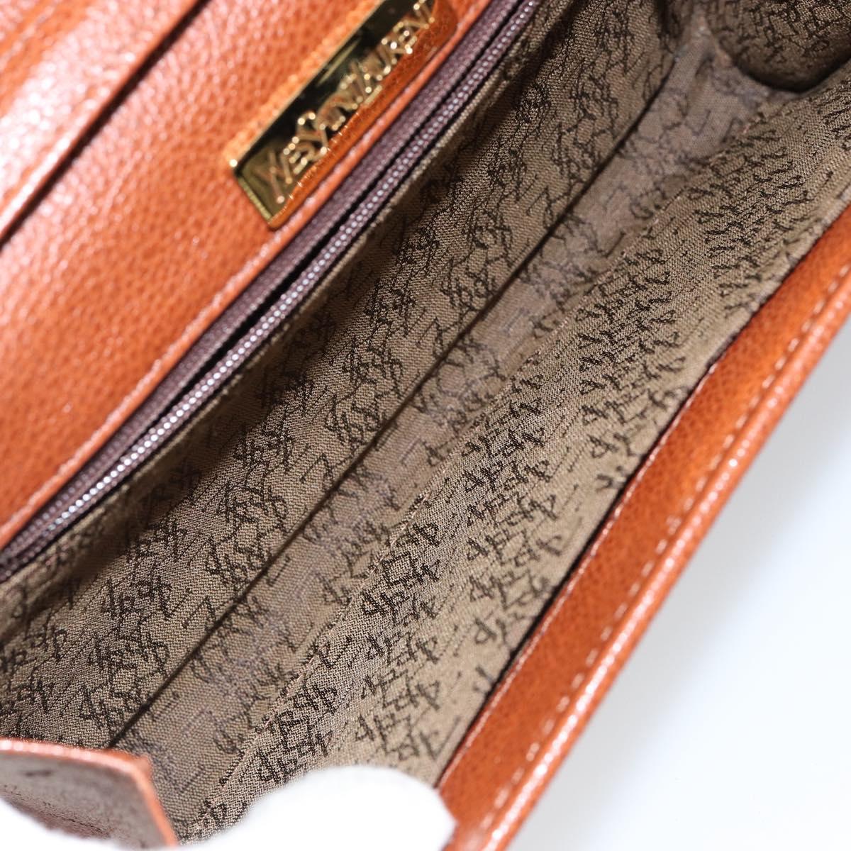 SAINT LAURENT Shoulder Bag Leather Brown Gold Auth BA7094