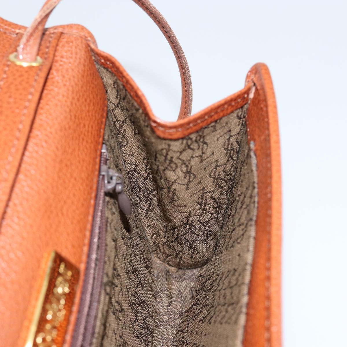 SAINT LAURENT Shoulder Bag Leather Brown Gold Auth BA7094