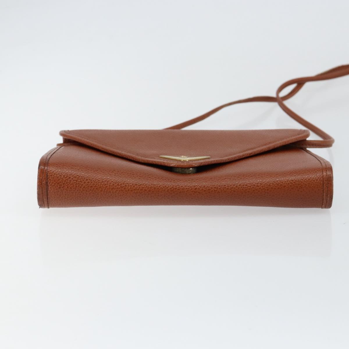 SAINT LAURENT Shoulder Bag Leather Brown Gold Auth BA7094