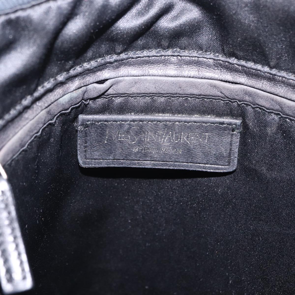 SAINT LAURENT Kahala Tote Bag Canvas Black Silver 123435 Auth BA7095