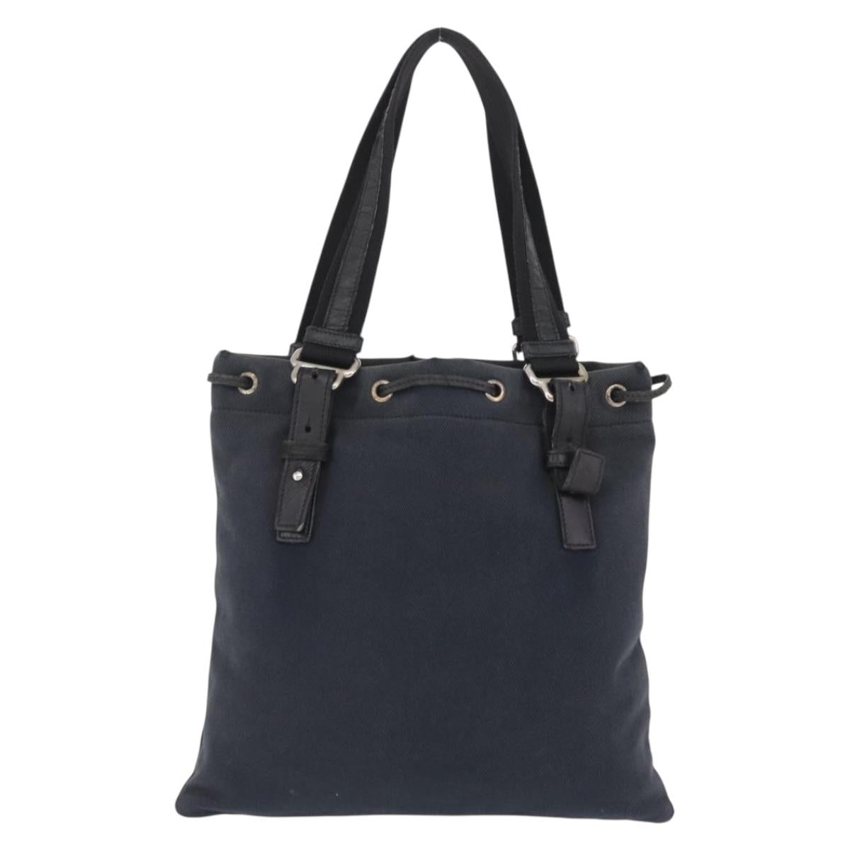 SAINT LAURENT Kahala Tote Bag Canvas Black Silver 123435 Auth BA7095