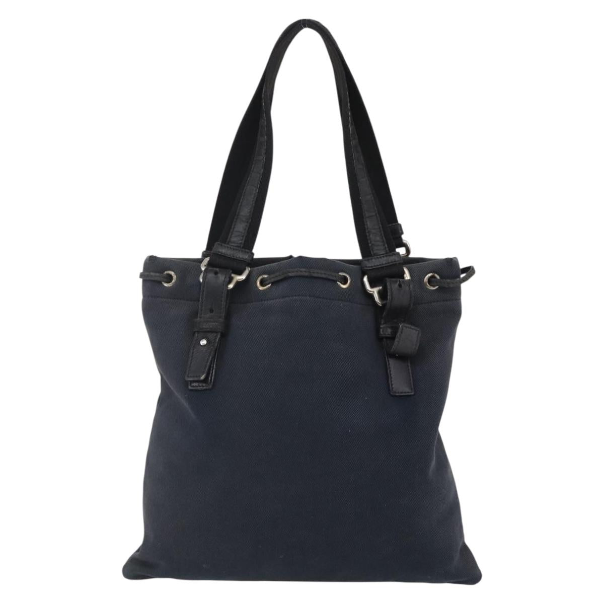 SAINT LAURENT Kahala Tote Bag Canvas Black Silver 123435 Auth BA7095