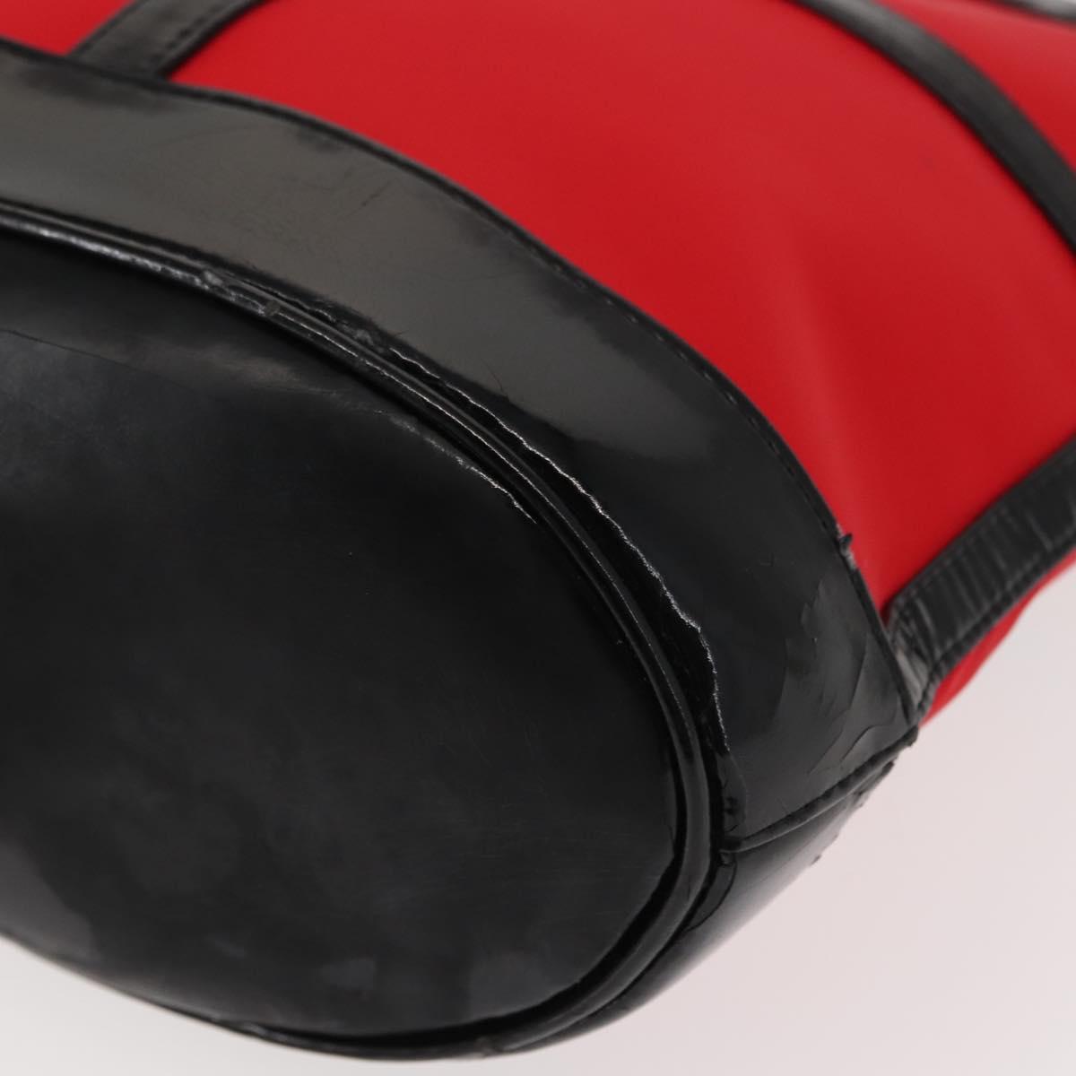 SAINT LAURENT Tote Bag Enamel nylon Red Silver Auth BA7096