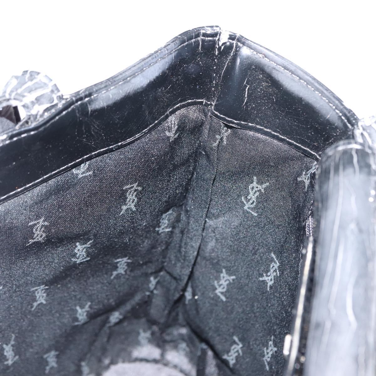 SAINT LAURENT Tote Bag Enamel nylon Red Silver Auth BA7096