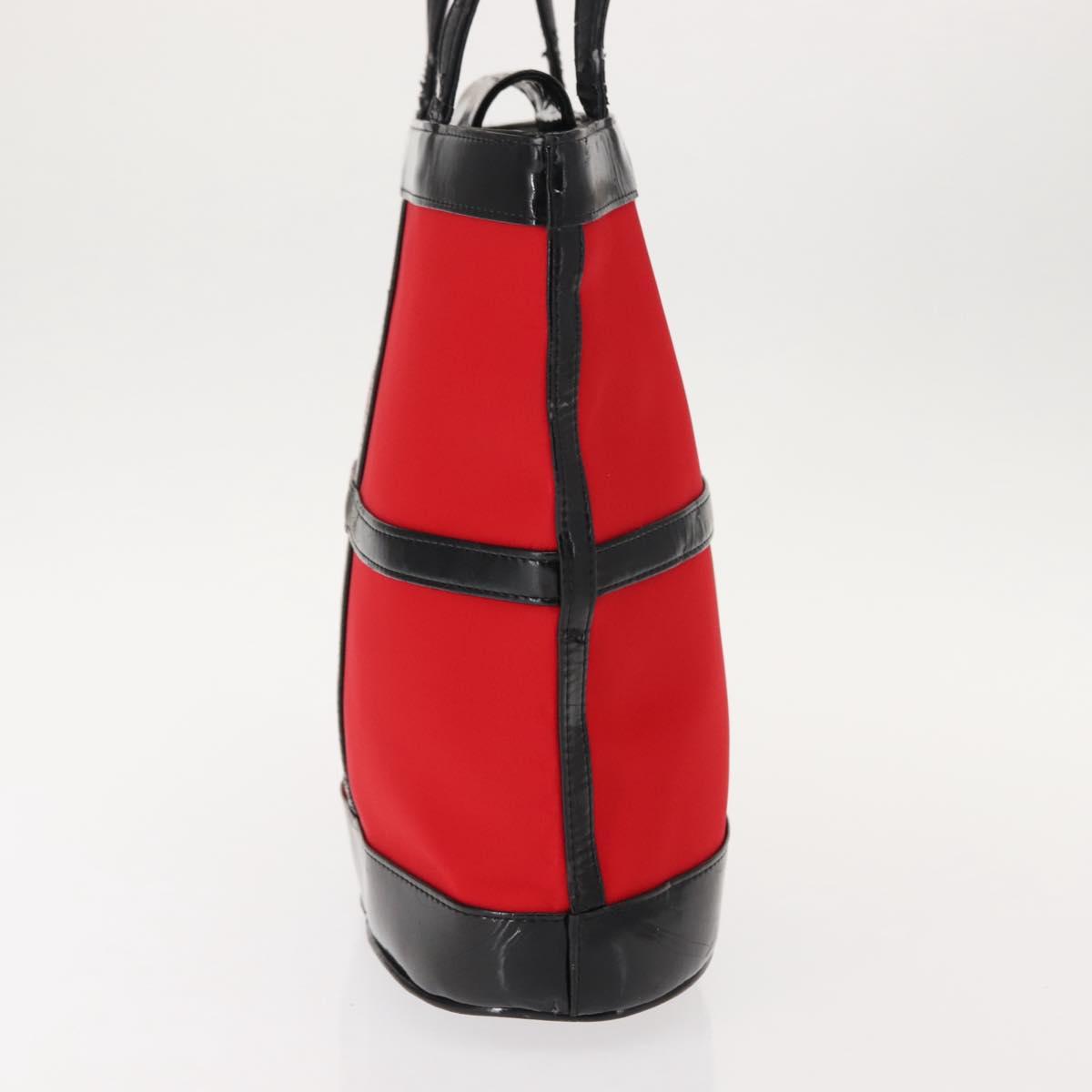 SAINT LAURENT Tote Bag Enamel nylon Red Silver Auth BA7096