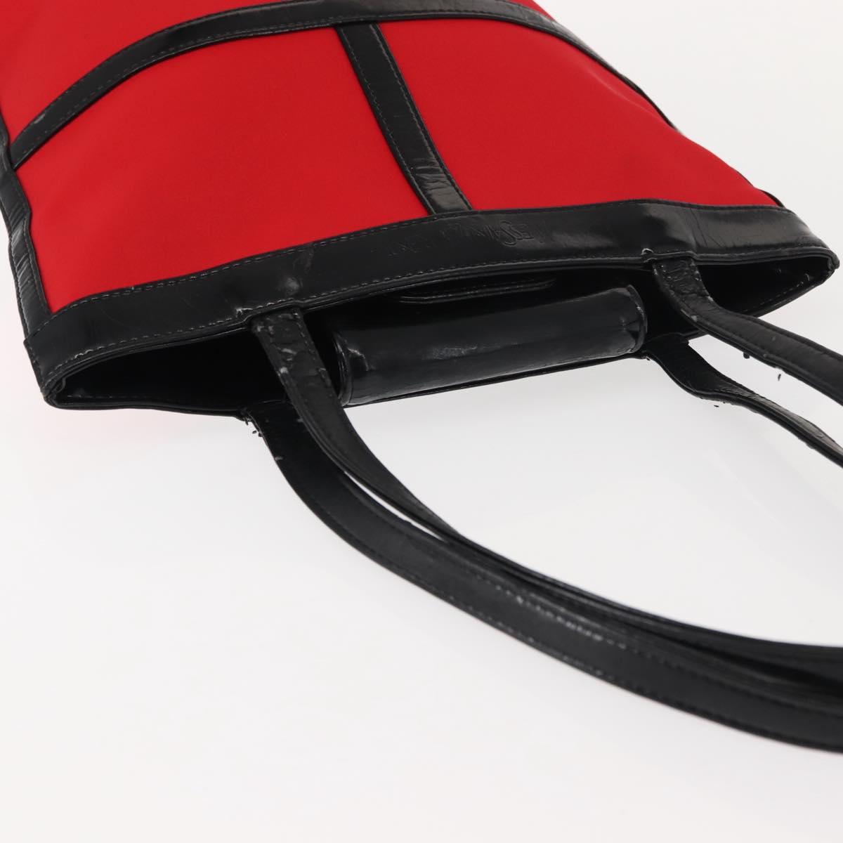 SAINT LAURENT Tote Bag Enamel nylon Red Silver Auth BA7096