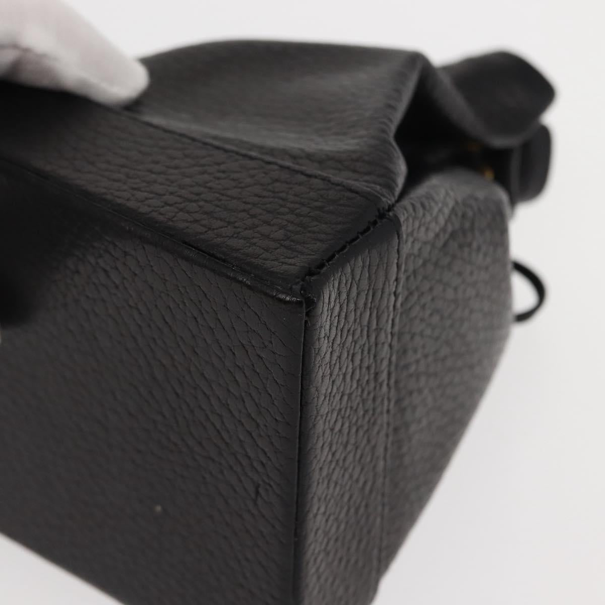 Gianni Versace Pouch Leather Black Gold Auth BA7106