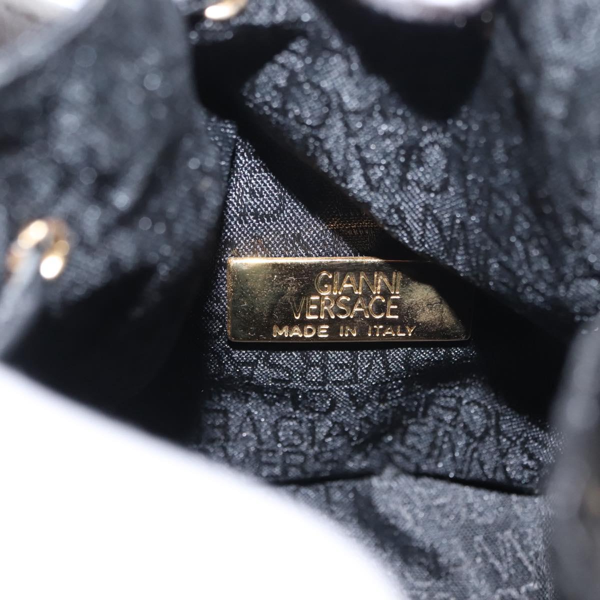 Gianni Versace Pouch Leather Black Gold Auth BA7106