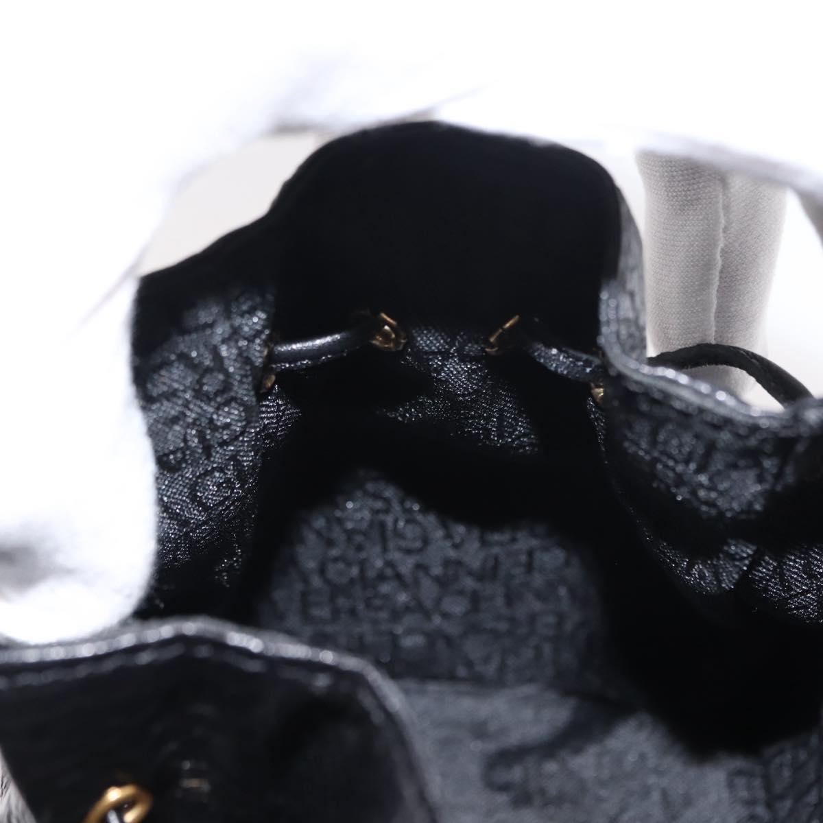 Gianni Versace Pouch Leather Black Gold Auth BA7106