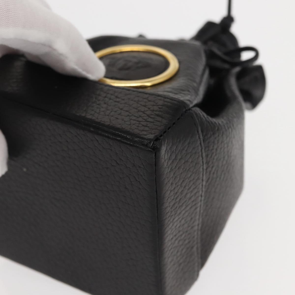 Gianni Versace Pouch Leather Black Gold Auth BA7106