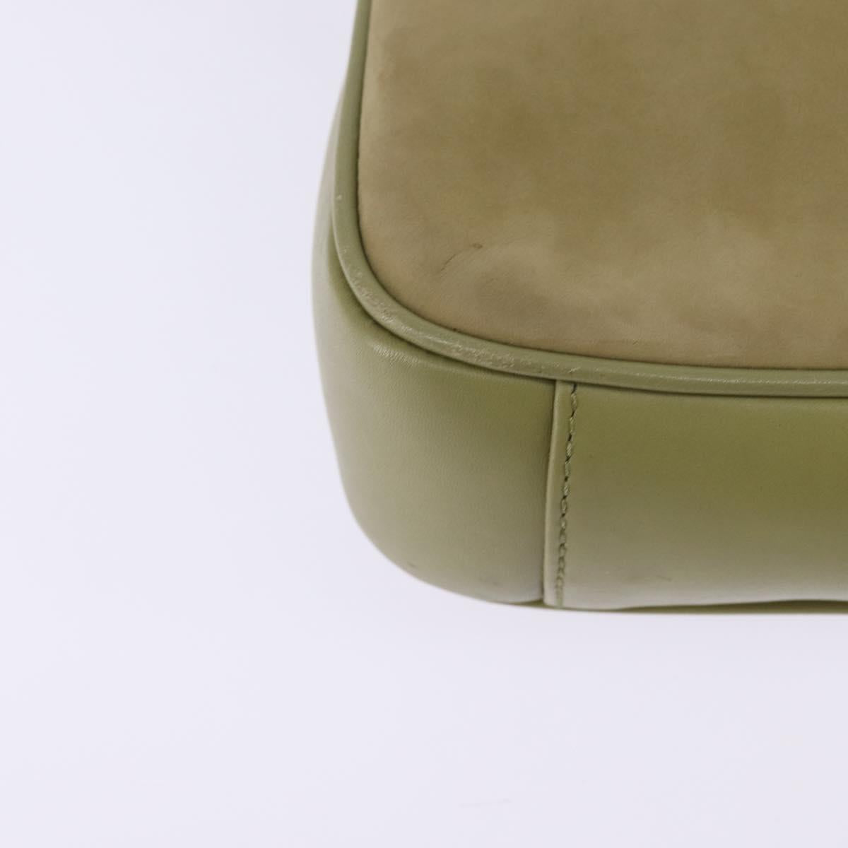 GUCCI Shoulder Bag Suede Leather Green Gold Auth BA7108