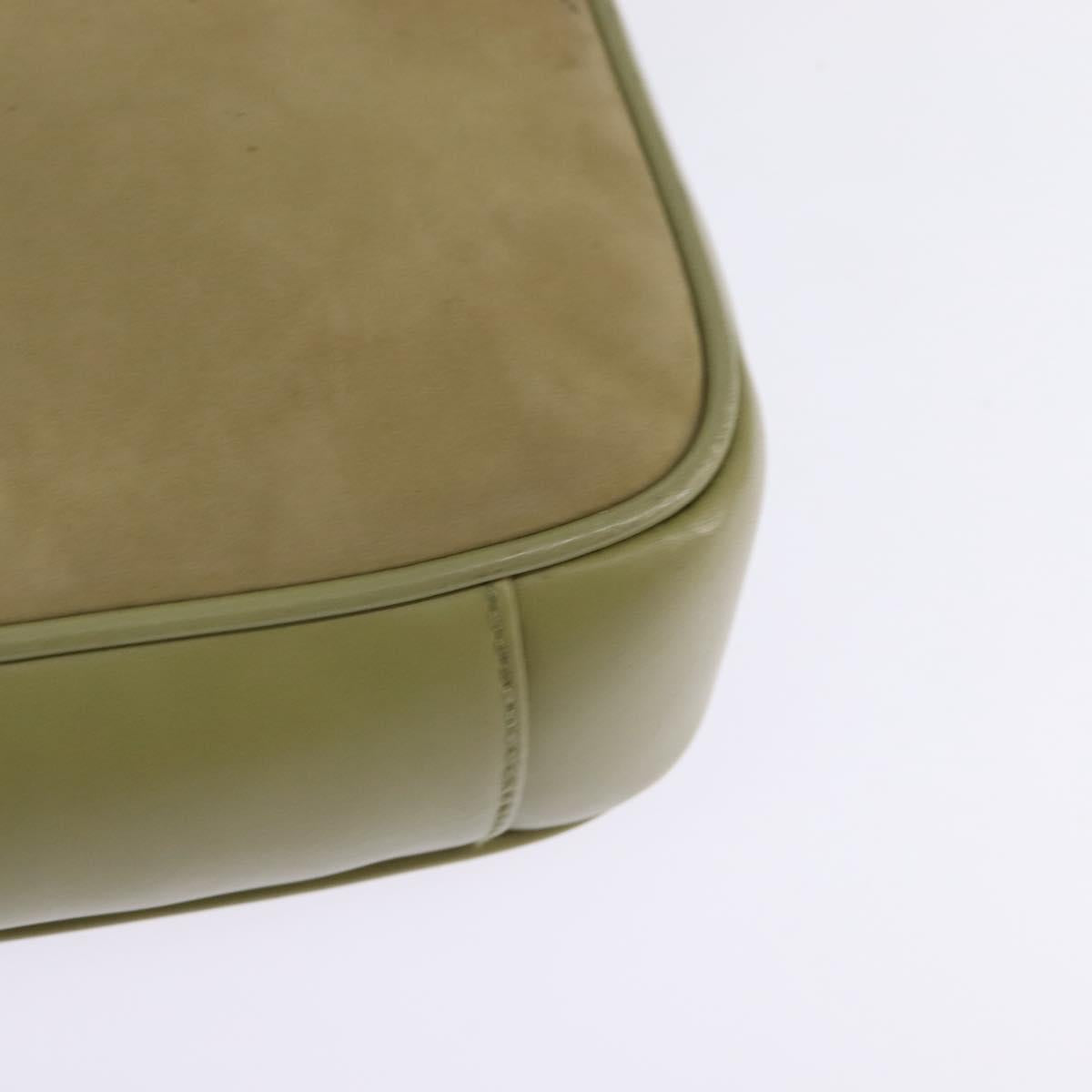 GUCCI Shoulder Bag Suede Leather Green Gold Auth BA7108
