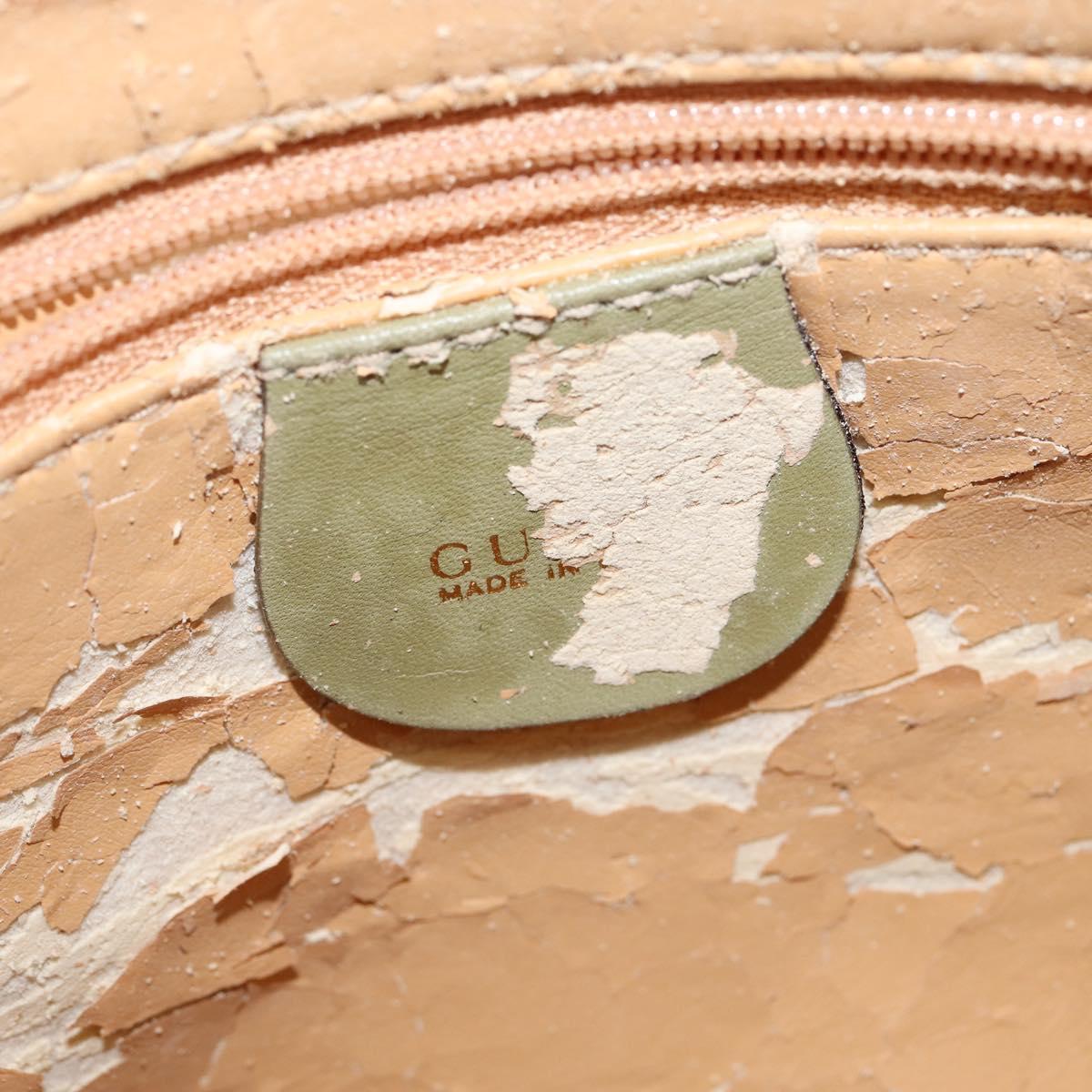 GUCCI Shoulder Bag Suede Leather Green Gold Auth BA7108