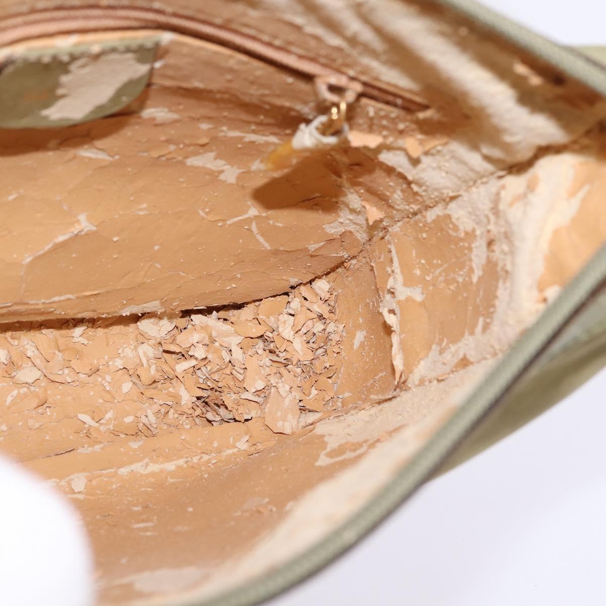 GUCCI Shoulder Bag Suede Leather Green Gold Auth BA7108