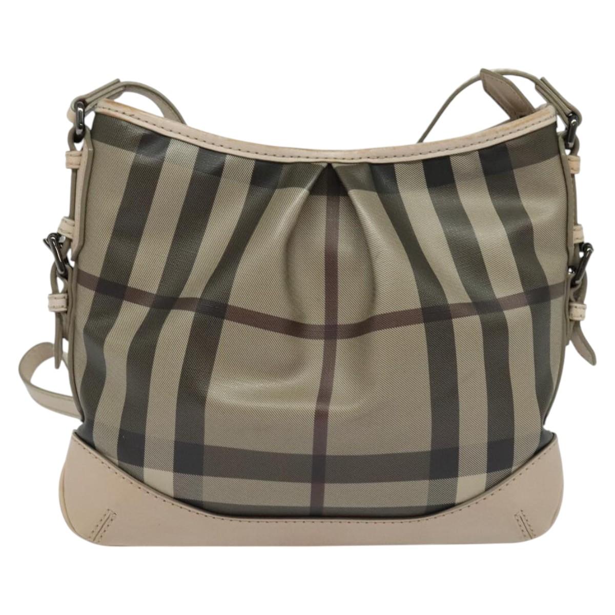 BURBERRY Nova Check Shoulder Bag PVC Khaki Auth BA711