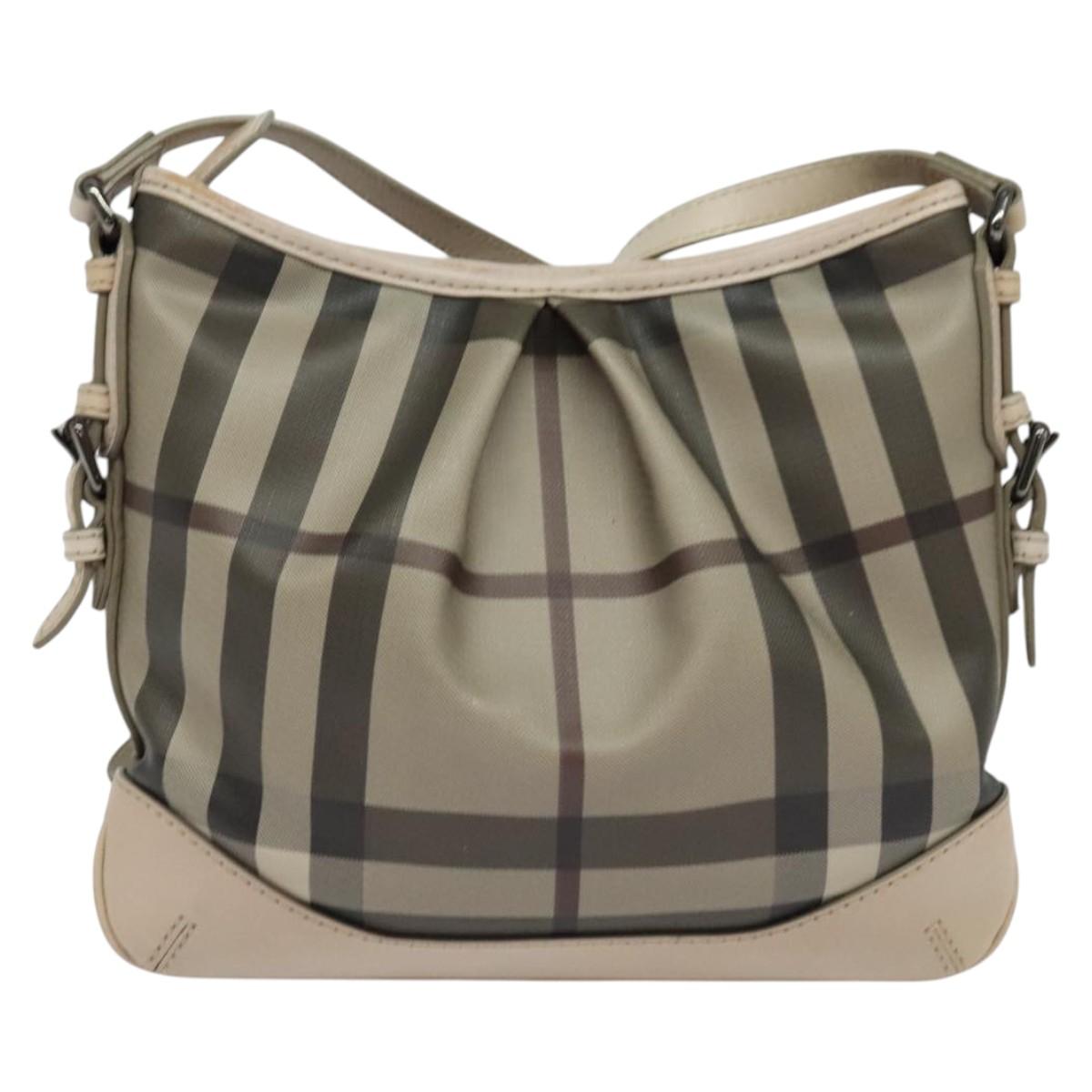 BURBERRY Nova Check Shoulder Bag PVC Khaki Auth BA711