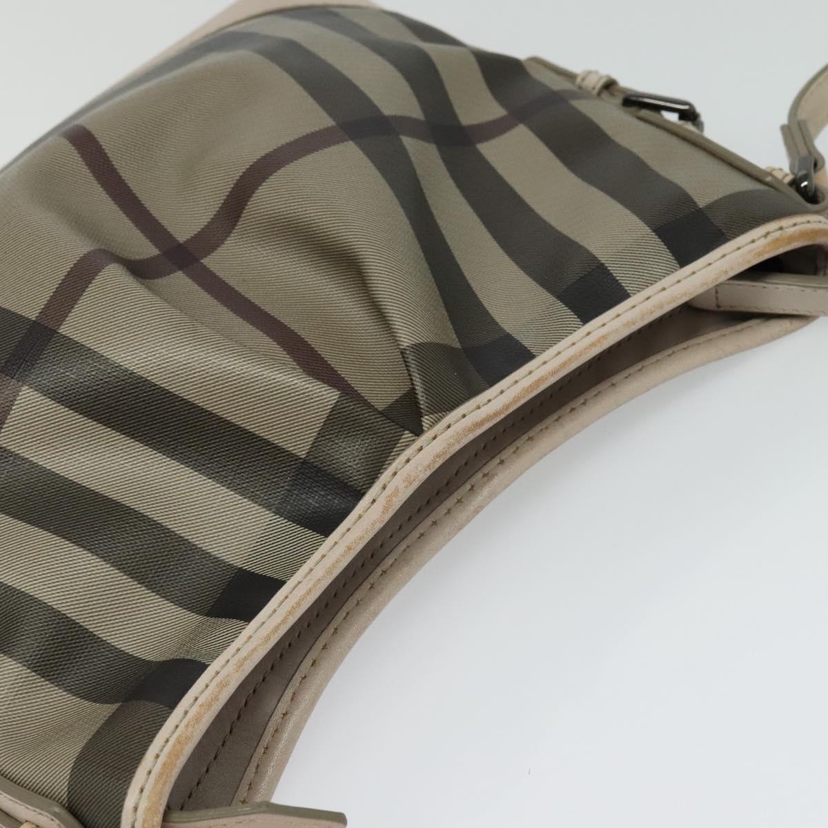BURBERRY Nova Check Shoulder Bag PVC Khaki Auth BA711