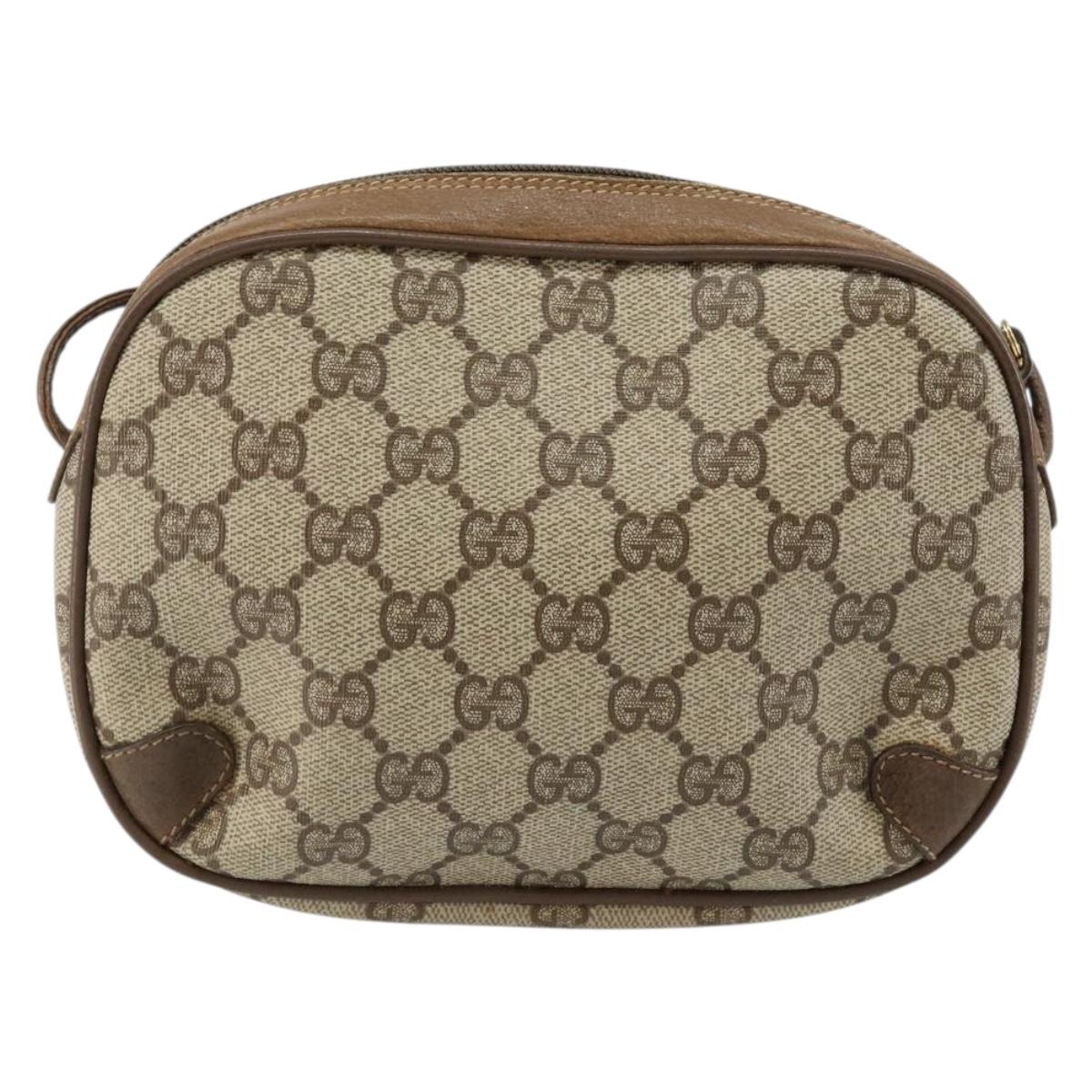 GUCCI GG Supreme Web Sherry Line Bag PVC Beige Gold 89 02 066 Auth BA7117