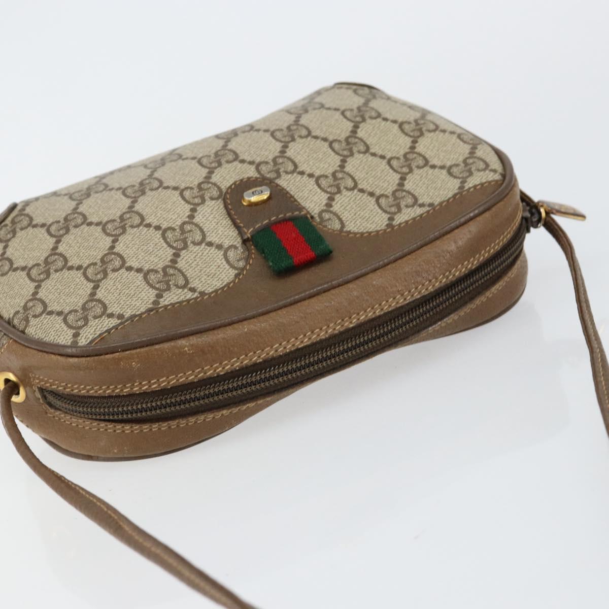 GUCCI GG Supreme Web Sherry Line Bag PVC Beige Gold 89 02 066 Auth BA7117