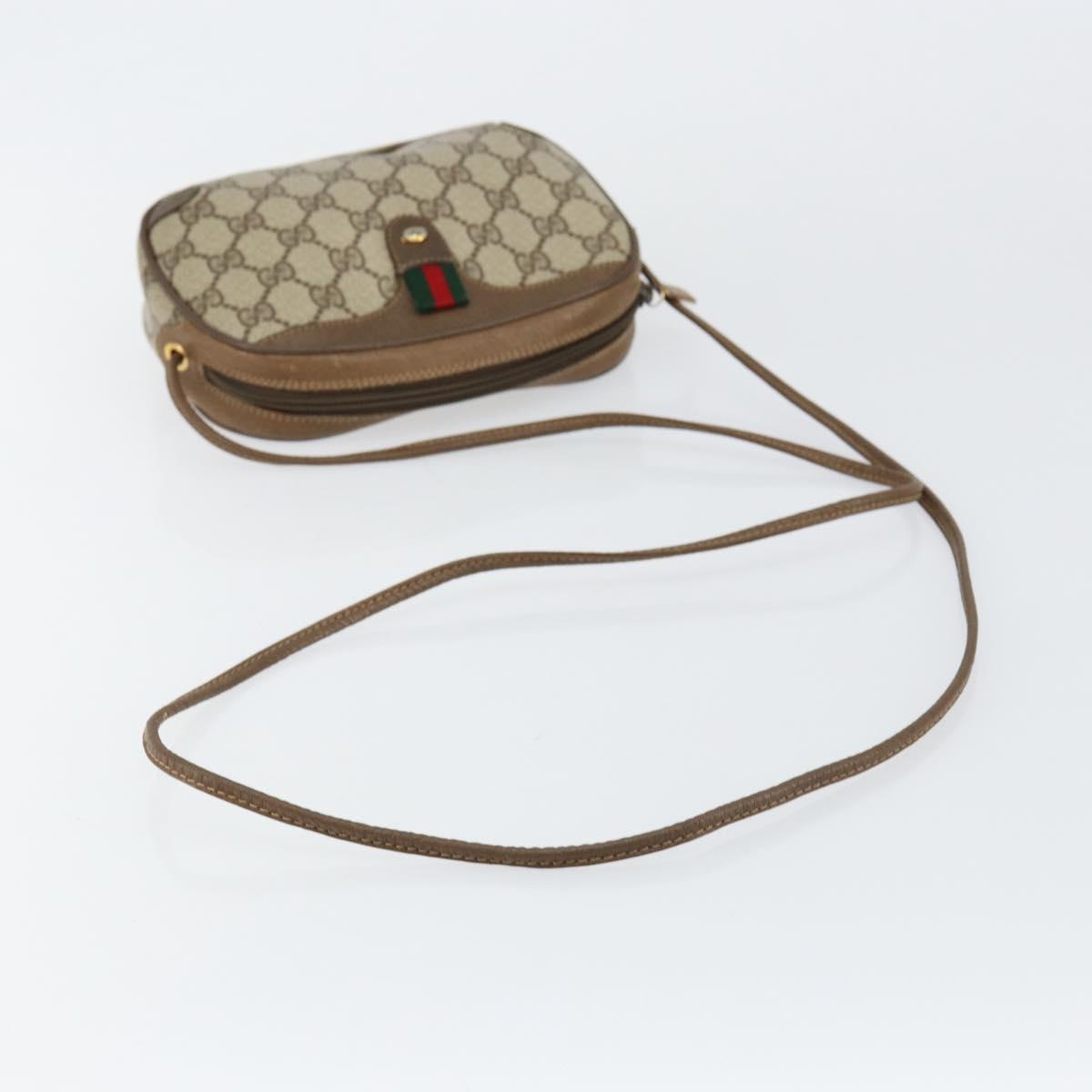 GUCCI GG Supreme Web Sherry Line Bag PVC Beige Gold 89 02 066 Auth BA7117