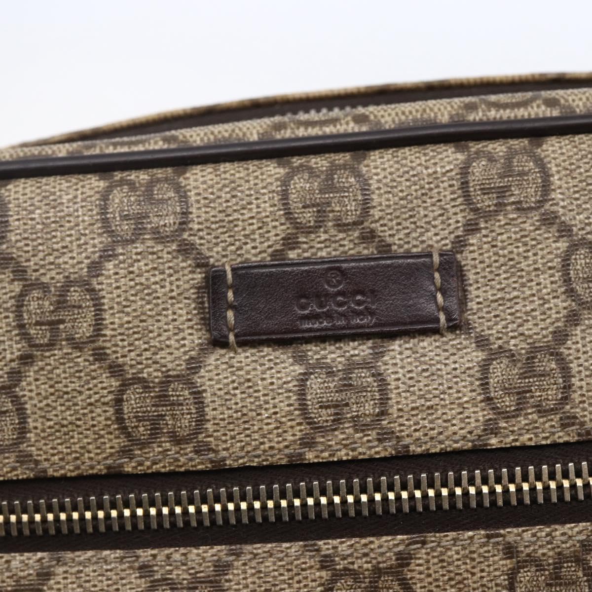 GUCCI GG Supreme Shoulder Bag PVC Beige Gold 201447 Auth BA7119