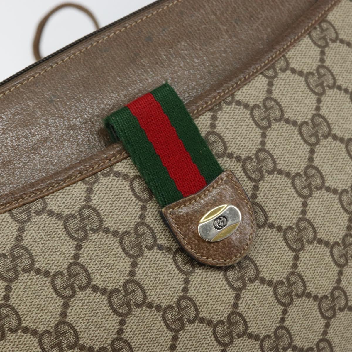 GUCCI GG Supreme Web Sherry Line Bag PVC Beige Gold 904 02 020 Auth BA7124