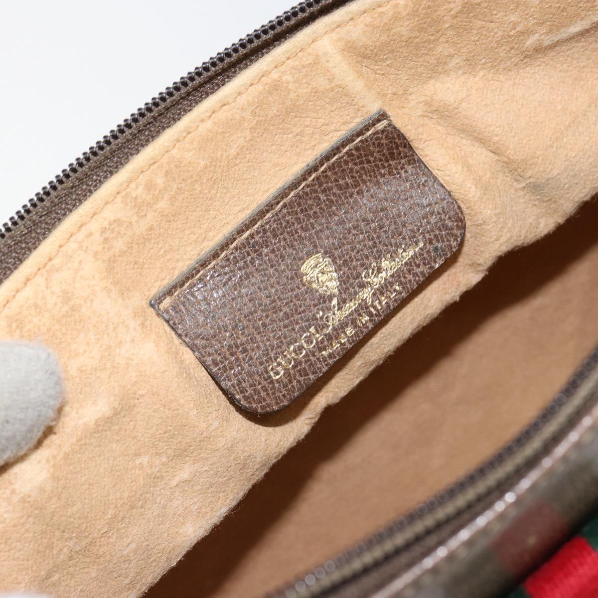 GUCCI GG Supreme Web Sherry Line Bag PVC Beige Gold 904 02 020 Auth BA7124